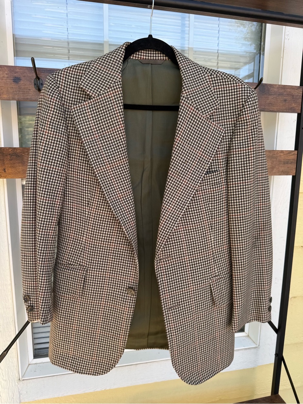 Vintage Men's Houndstooth Blazer - Brown/Black